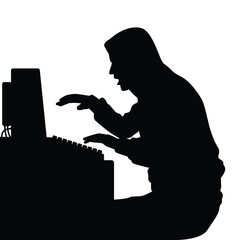 Computer hacker silhouette vector