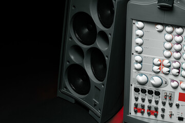 Audio system stereo column on dark background