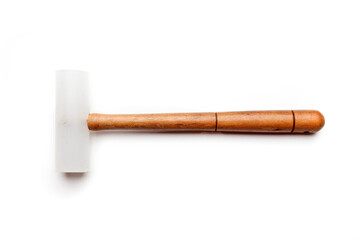 Different goldsmiths tools on the jewelry workplace. Craft jewelry making with professional tools. Set of tools over white background.