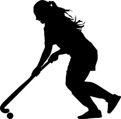 girl with a ball play field hockey