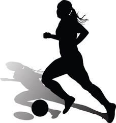 Fototapeta na wymiar soccer girl silhouette. football woman player