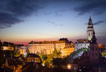 Night view of the Cesky Krumlov. Czech republic