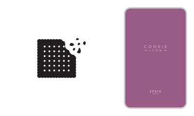 Bite cookie black sign icon. Vector illustration