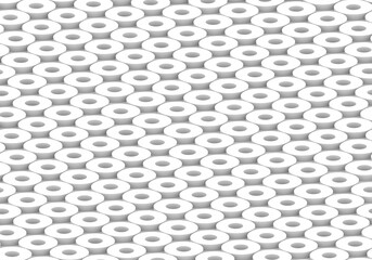 White circles. abstract rounds pattern for web template background, brochure cover or app. Material style. Geometric circles 3D render illustration.