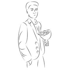 man with a bouquet of flowers