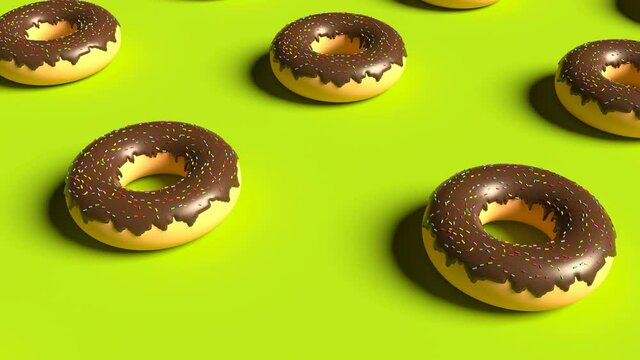 Chocolate donuts Top view Able to loop seamless 4k