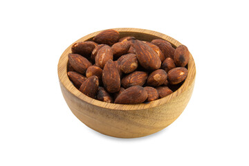 bowl of almonds isolated on white background