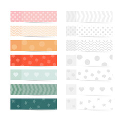 Note stickers isolated on white background. Post paper sticky tape set with patterns