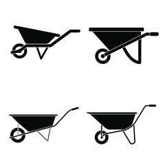 Wheelbarrow icon vector set. garden tool illustration sign cillection. Agriculture cart symbol. 