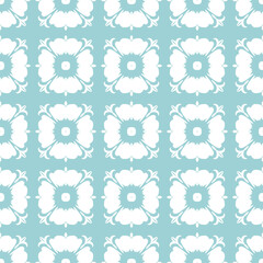 Floral seamless background. White design on blue backdrop