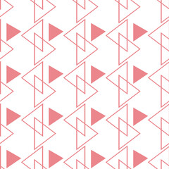 Geometric print. Pink pattern on white seamless background