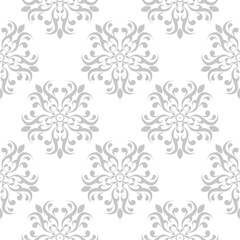 Floral white background with gray seamless pattern