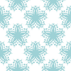 Blue floral pattern on white. Seamless background