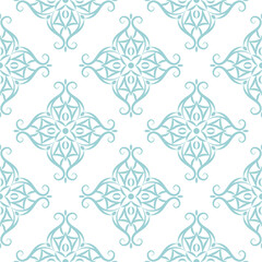 Floral seamless blue pattern on white background