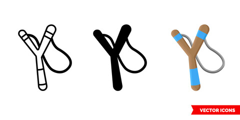 Slingshot icon of 3 types. Isolated vector sign symbol.