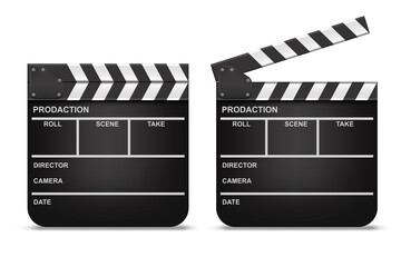 Obraz premium Realistic Detailed 3d Movie Clapperboards Set. Vector