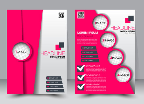 Abstract flyer design background. Brochure template. Can be used for magazine cover, business mockup, education, presentation, report. a4 size with editable elements. Pink color.
