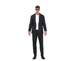 3D render : a man pose in casual business suit with white background,isolated