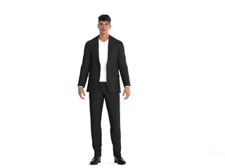 Obraz premium 3D render : a man pose in casual business suit with white background,isolated
