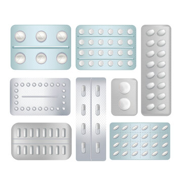 Realistic Detailed 3d Packaging Drugs Set. Vector