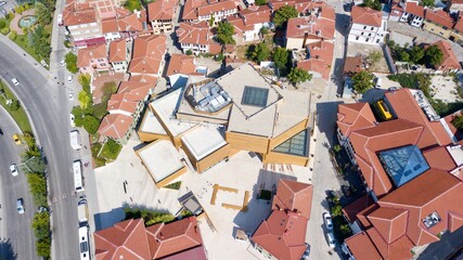 Aerial view of the city buildings 