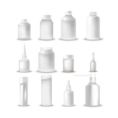 Realistic Detailed 3d Plastic Packaging Medical Set. Vector