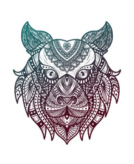 Fototapeta premium Illustration vector tiger head mandala pattern style with sacred geometry on white background.