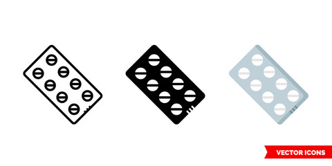 Tablets icon of 3 types. Isolated vector sign symbol.