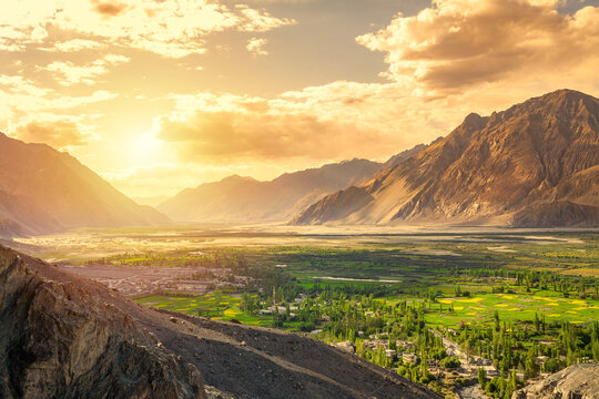 Landscape from Diskit Monastery. Ladakh, northern India.