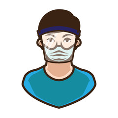 WEARING A MASK AND FACE SHIELD 