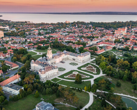 Aerial phooto of Festetics Castle in Keszthely