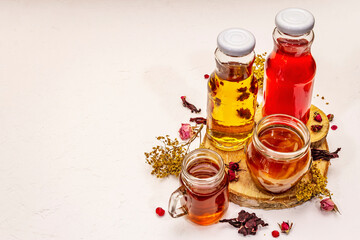 Kombucha in glass bottles