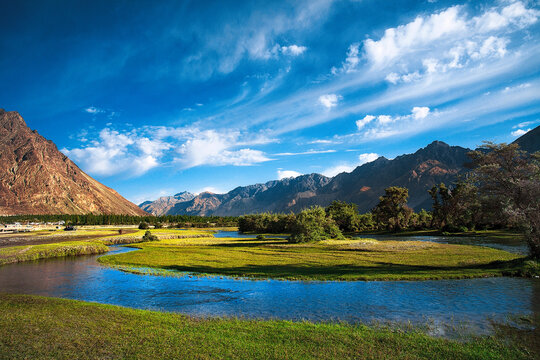 Beautiful landscape of nubra valley in Leh, Ladakh. India.
