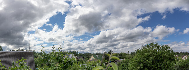 Panorama of the roofs of a holiday village