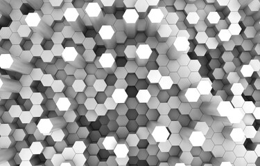 Duo tone hexagon 3D background texture. 3d rendering illustration. Futuristic abstract background.