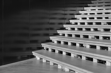 wooden stairs in detail. modern building abstract background pattern