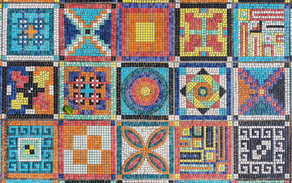 Poster The colorful mosaic pattern on wall surface. Art abstract background