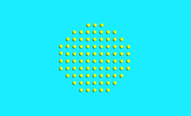 Trendy pattern made of tennis ball on blue green mint background.