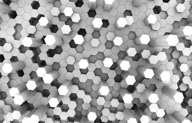 Duo tone hexagon 3D background texture. 3d rendering illustration. Futuristic abstract background.