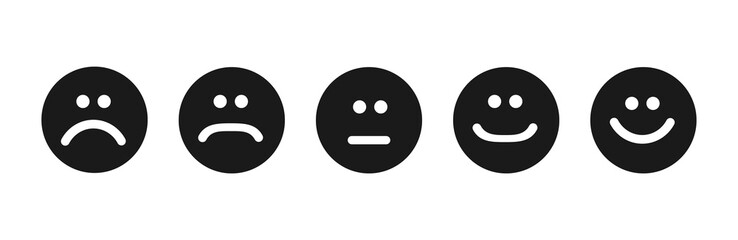 Set of flat emoticons islolated on white background. Happy or angry emotion