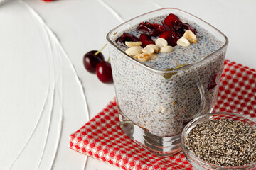 Bowl of chia pudding with fresh beriies