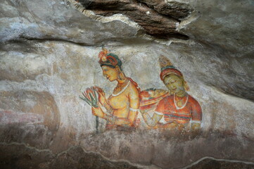 Am L&ouml;wenfelsen(Sigiria) die Fresken der Wolkenm&auml;dchen Bild 2