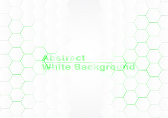 White abstract polygon background. Vector 3d hexagon paper of business technology green energy texture.