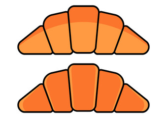 Collection of bakery croissant icon for for design menu, cafe, bistro, restaurant, label and packaging. Color realistic croissant. French bakery dessert, isolated on white background