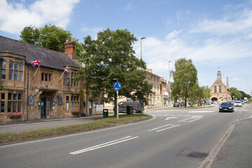 Fototapeta na wymiar Views along The High Street in Moreton in Marsh, Gloucestershire, United Kingdom