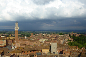 Fototapeta na wymiar Siena aerial view of the medieval city in southern Tuscany Italy