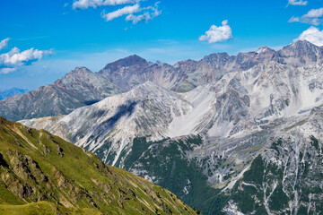 Italy, Stelvio National Park. Famous road to Stelvio Pass in Ortler Alps.