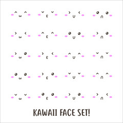 Collection of cute lovely kawaii emoticon design, vector