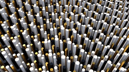 Obraz premium Abstract cylinders background. 3D shapes illustration. Modern graphic design. 3d objects wallpaper.