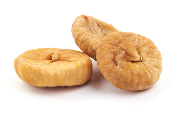 Dried figs fruit, close-up, isolated on white background